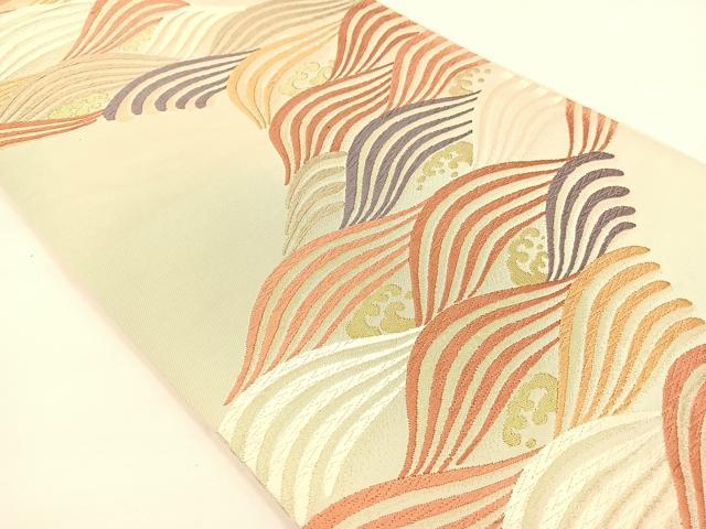 平和屋着物◎六通柄袋帯 唐織 立波文 金糸 正絹 逸品 DAAL3031qp