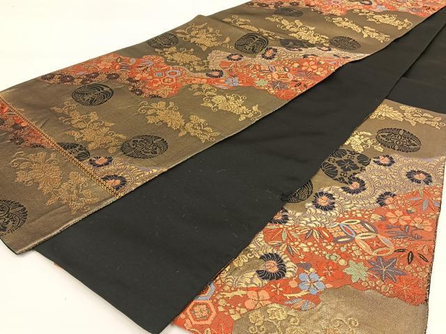 平和屋着物◎六通柄袋帯 道長花文 金糸 正絹 逸品 DAAL3044qp