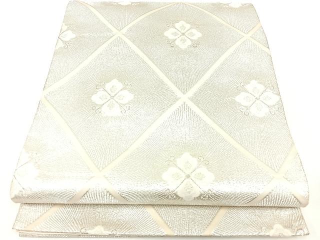平和屋着物◎六通柄袋帯 花菱文 銀糸 正絹 逸品 DAAL3068qp