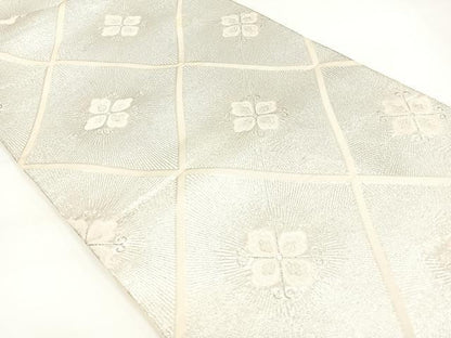 平和屋着物◎六通柄袋帯 花菱文 銀糸 正絹 逸品 DAAL3068qp