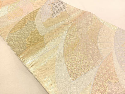 平和屋着物◎佐賀錦 六通柄袋帯 扇面吉祥文 金銀糸 二重箔 正絹 逸品 DAAL3071qp