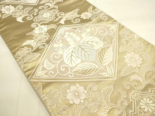 平和屋着物◎六通柄袋帯 桐花菱文 金銀糸 正絹 逸品 DAAL3108qp