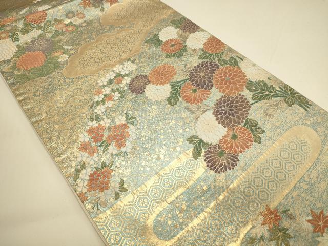 平和屋着物◎六通柄袋帯　霞草花文　金糸　正絹　逸品　DAAL3116qp