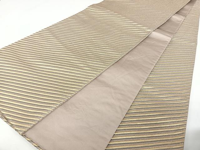 平和屋着物◎全通柄袋帯 斜縞 金糸 正絹 逸品 DAAL3534cd