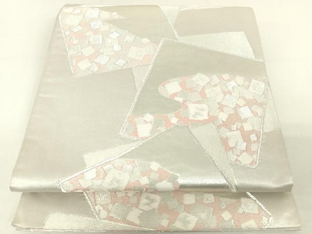 平和屋着物◎六通柄袋帯 箔散らし色紙重ね文 銀糸 正絹 逸品 DAAL3598cd