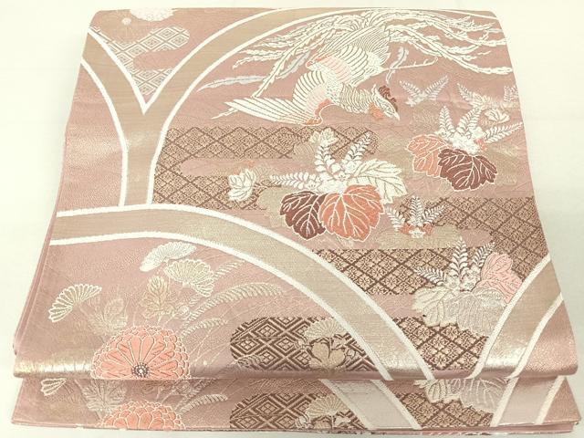 平和屋着物◎六通柄袋帯 唐織 花鳥蒔絵青海文 金銀糸 正絹 逸品 DAAL3600cd