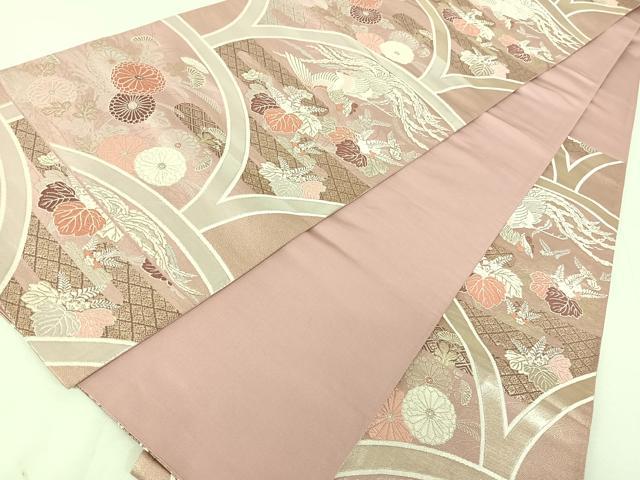 平和屋着物◎六通柄袋帯 唐織 花鳥蒔絵青海文 金銀糸 正絹 逸品 DAAL3600cd