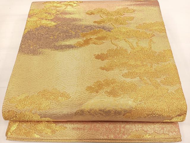 平和屋着物◎佐賀錦 六通柄袋帯 霞松文 金銀糸 正絹 逸品 DAAL3629cd