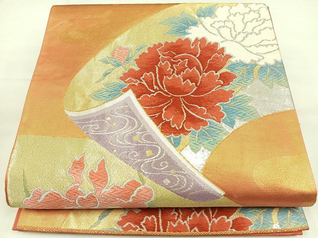 平和屋着物◎六通柄袋帯 唐織 絵巻草花文 金銀糸 正絹 逸品 DAAL3631cd