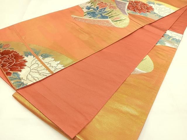 平和屋着物◎六通柄袋帯 唐織 絵巻草花文 金銀糸 正絹 逸品 DAAL3631cd
