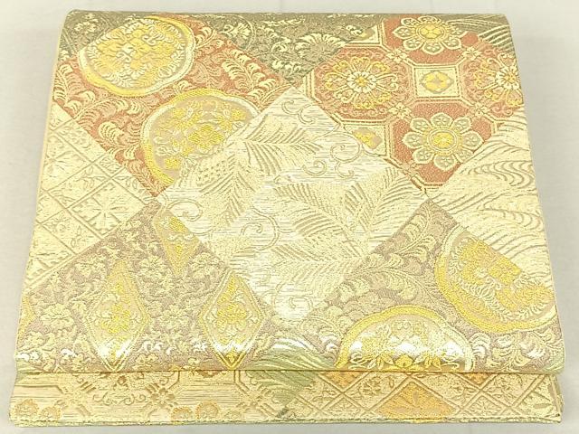 平和屋着物◎六通柄袋帯 吉祥花菱文 金糸 正絹 逸品 DAAL3662cd