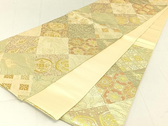平和屋着物◎六通柄袋帯 吉祥花菱文 金糸 正絹 逸品 DAAL3662cd