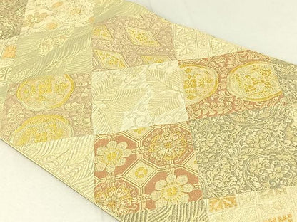 平和屋着物◎六通柄袋帯 吉祥花菱文 金糸 正絹 逸品 DAAL3662cd