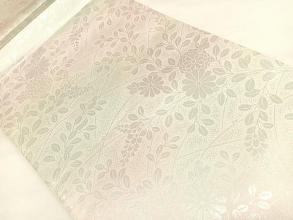 平和屋着物◎六通柄袋帯　草花文　ワンポイント　銀糸　正絹　逸品　DAAL3684cd
