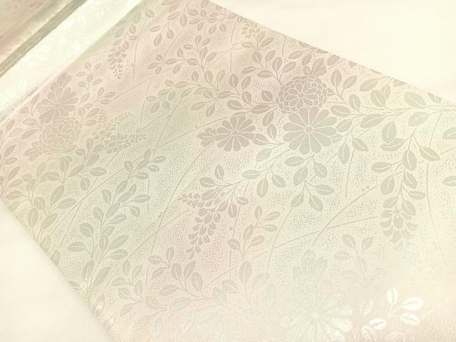 平和屋着物◎六通柄袋帯　草花文　ワンポイント　銀糸　正絹　逸品　DAAL3684cd