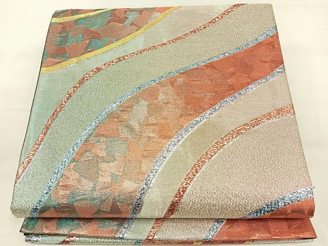 平和屋着物◎六通柄袋帯 流水箔散らし文 銀糸 正絹 逸品 DAAL3688cd