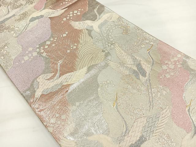 平和屋着物◎六通柄袋帯 唐織 道長飛鶴花文 金銀糸 正絹 逸品 DAAL3710cd