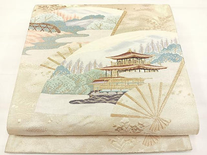 平和屋着物◎六通柄袋帯 京洛百景文 金糸 正絹 逸品 DAAL3712cd