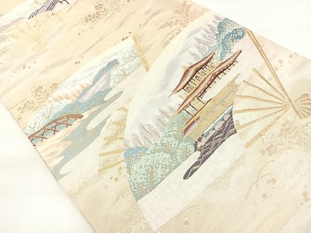 平和屋着物◎六通柄袋帯 京洛百景文 金糸 正絹 逸品 DAAL3712cd