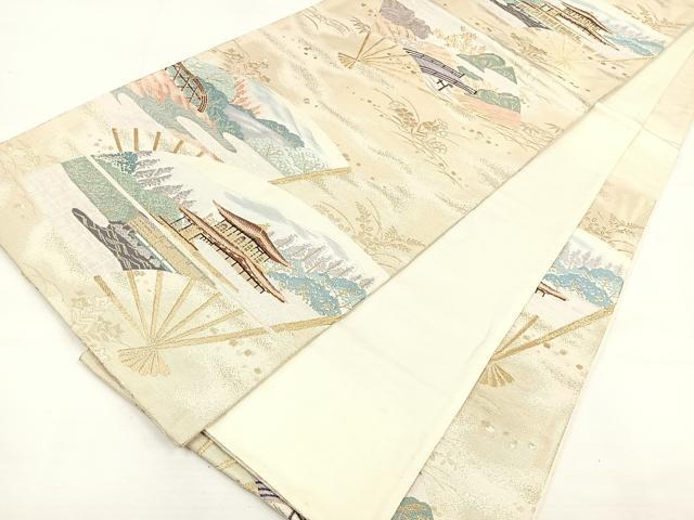 平和屋着物◎六通柄袋帯 京洛百景文 金糸 正絹 逸品 DAAL3712cd