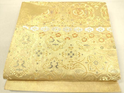 平和屋着物◎六通柄袋帯　切嵌吉祥文　金銀糸　引箔　正絹　逸品　DAAL3822cd