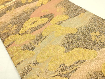 平和屋着物◎六通柄袋帯 老松 金糸 正絹 逸品 DAAL3850cd