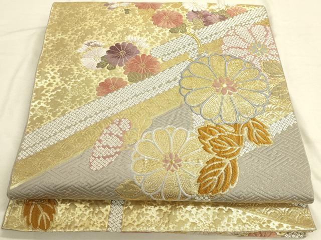 平和屋着物◎六通柄袋帯 唐織 草花文 金糸 正絹 逸品 DAAL3853cd