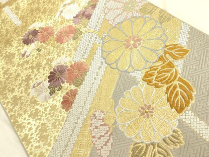 平和屋着物◎六通柄袋帯 唐織 草花文 金糸 正絹 逸品 DAAL3853cd