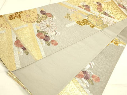 平和屋着物◎六通柄袋帯 唐織 草花文 金糸 正絹 逸品 DAAL3853cd