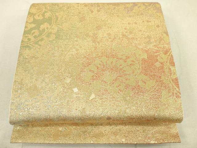 平和屋着物■六通柄袋帯　花唐草文　金糸　正絹　逸品　DAAL4151jm