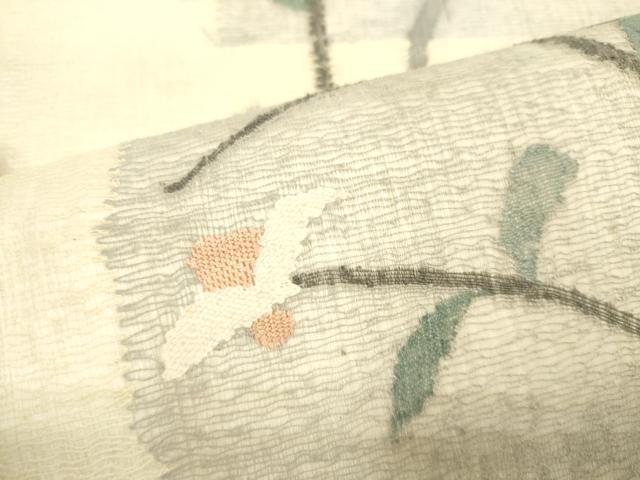 平和屋着物▽九寸名古屋帯 スリーシーズン 春夏秋 すくい織 枝花文 正絹 逸品 DAAL4720tw