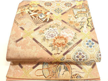 平和屋着物■六通柄袋帯 唐織 絢爛格天井画 金糸 正絹 逸品 DAAL4848tw