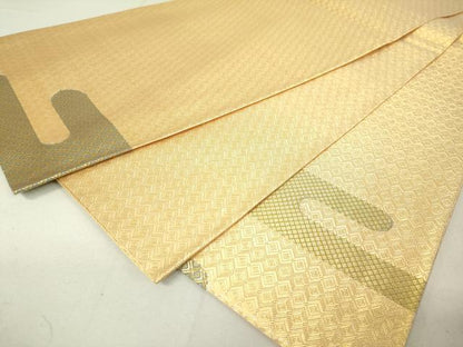 平和屋着物◎佐賀錦　両面　太鼓柄袋帯　霞取り吉祥草花文　正絹　逸品　DAAL6031fc