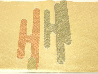 平和屋着物◎佐賀錦　両面　太鼓柄袋帯　霞取り吉祥草花文　正絹　逸品　DAAL6031fc