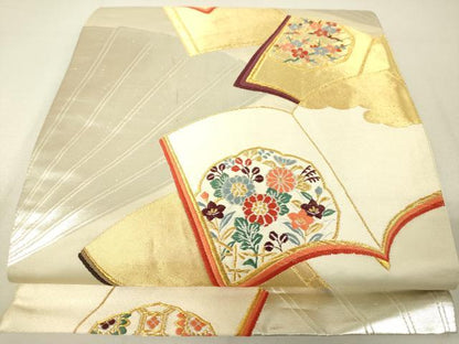 平和屋着物◎六通柄袋帯　唐織　冊子草花文　金銀糸　正絹　逸品　DAAL6037fc