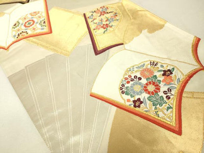 平和屋着物◎六通柄袋帯　唐織　冊子草花文　金銀糸　正絹　逸品　DAAL6037fc
