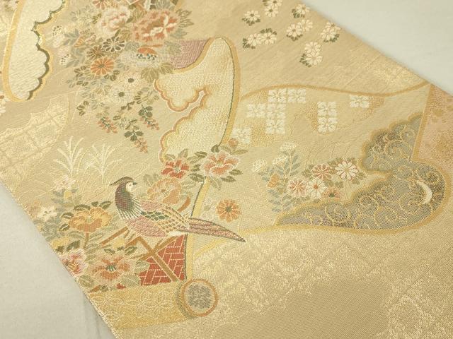 平和屋着物◎佐賀錦 六通柄袋帯 蒔絵花鳥文 金銀糸 正絹 逸品 DAAL6289fc
