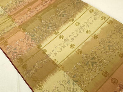 平和屋着物◎全通柄袋帯 横段飾花文 銀糸 正絹 逸品 DAAL6308fc