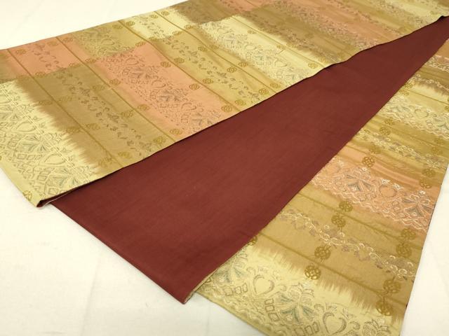 平和屋着物◎全通柄袋帯 横段飾花文 銀糸 正絹 逸品 DAAL6308fc