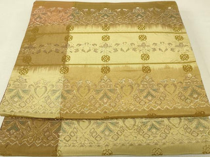 平和屋着物◎全通柄袋帯 横段飾花文 銀糸 正絹 逸品 DAAL6308fc