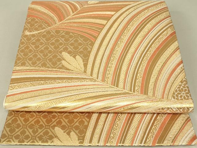 平和屋着物◎六通柄袋帯 松葉花菱文 金糸 正絹 逸品 DAAL6324fc