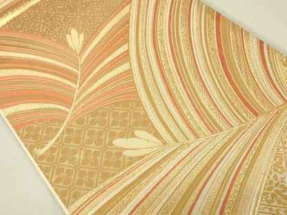 平和屋着物◎六通柄袋帯 松葉花菱文 金糸 正絹 逸品 DAAL6324fc