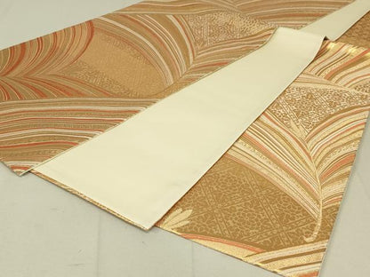 平和屋着物◎六通柄袋帯 松葉花菱文 金糸 正絹 逸品 DAAL6324fc