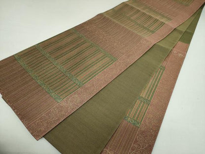 平和屋着物●六通柄袋帯 花間道 金糸 正絹 逸品 DAAL7898ps