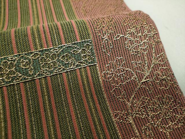 平和屋着物●六通柄袋帯 花間道 金糸 正絹 逸品 DAAL7898ps