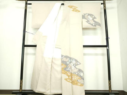 平和屋着物●十日町　名門　滝泰謹製　訪問着　絞り　辻が花　舞鳥文　正絹　逸品　DAAQ3212ps