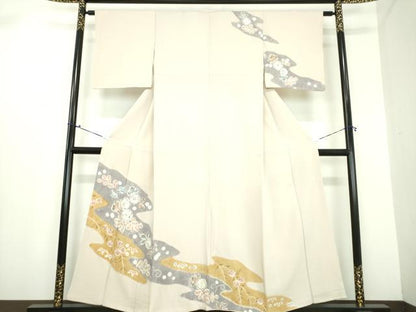 平和屋着物●十日町　名門　滝泰謹製　訪問着　絞り　辻が花　舞鳥文　正絹　逸品　DAAQ3212ps