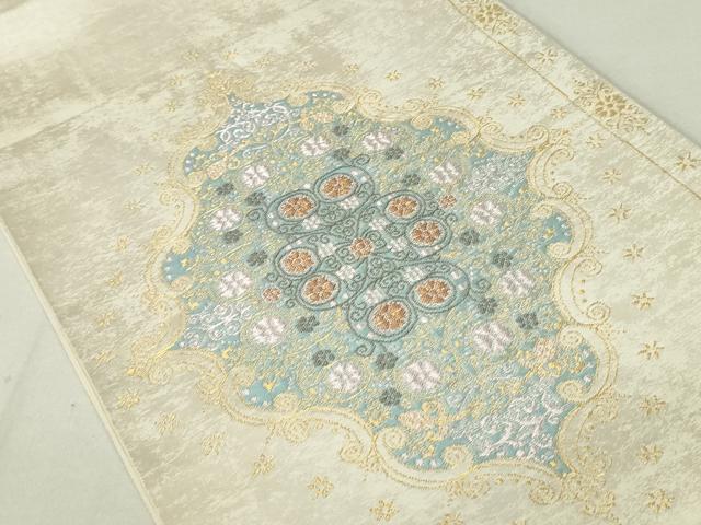 平和屋着物◎太鼓柄 本袋帯 洋花唐草文 金糸 正絹 逸品 DAAL8068ob