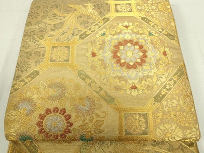 平和屋着物■六通柄袋帯 亀甲祥華文 金銀糸 正絹 逸品 DAAM0472sf