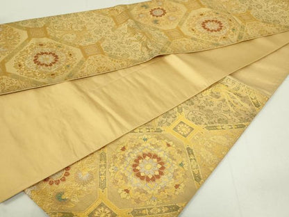 平和屋着物■六通柄袋帯 亀甲祥華文 金銀糸 正絹 逸品 DAAM0472sf